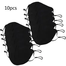 10Pcs Adult Black Mouth Mask Adjustable Dust Proof   Mask Cotton Mouth Mask Washable Reusable Outdoor Face Masks
