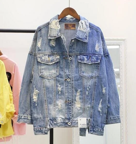 Very best  2018 Women's Graffiti letter BF denim jacket coat loose denim jacket parkas