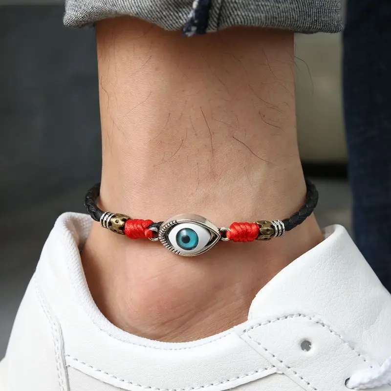 Turkish Blue Evil Eye Ankle Chains For Men Barefoot Sandal Accessories