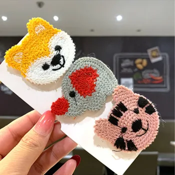 

Korean Version Of Wool Embroidery Cute Cartoon Small Animal Hairpin Fashion Wild Girl Side Hairpin Bangs Clip BB Clip