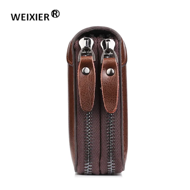 WEIXIER Leather Men's Clutch Bag Wristband Wallet Leather Men's Bag Wallet Leather Long Wallet With Coin Purse Men's Wallet
