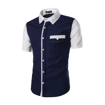 

ZOGAA 2020 Summer Men's Shirts Short-sleeved Casual Blouses Tops Male Lapel Patchwork Single-breasted Casual Shirts Streetwear