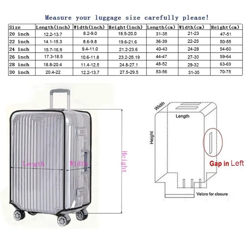 Luggage Cover Full Transparent Luggage Protector Cover Thicken Suitcase Protector Cover