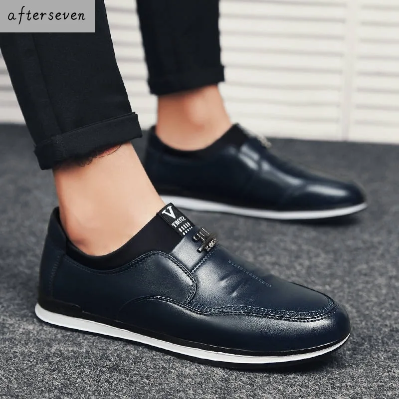 

PU Leather Business Casual Shoes for Mens Outdoor Breathable Sneakers Men 2019 Fashion Loafers Walking Footwear Basket Homme