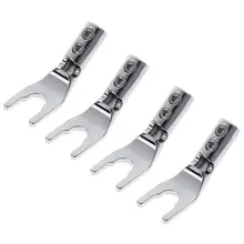 4 шт. Терминал Лопата медь родиевое покрытие штекер динамик кабель Разъем пост