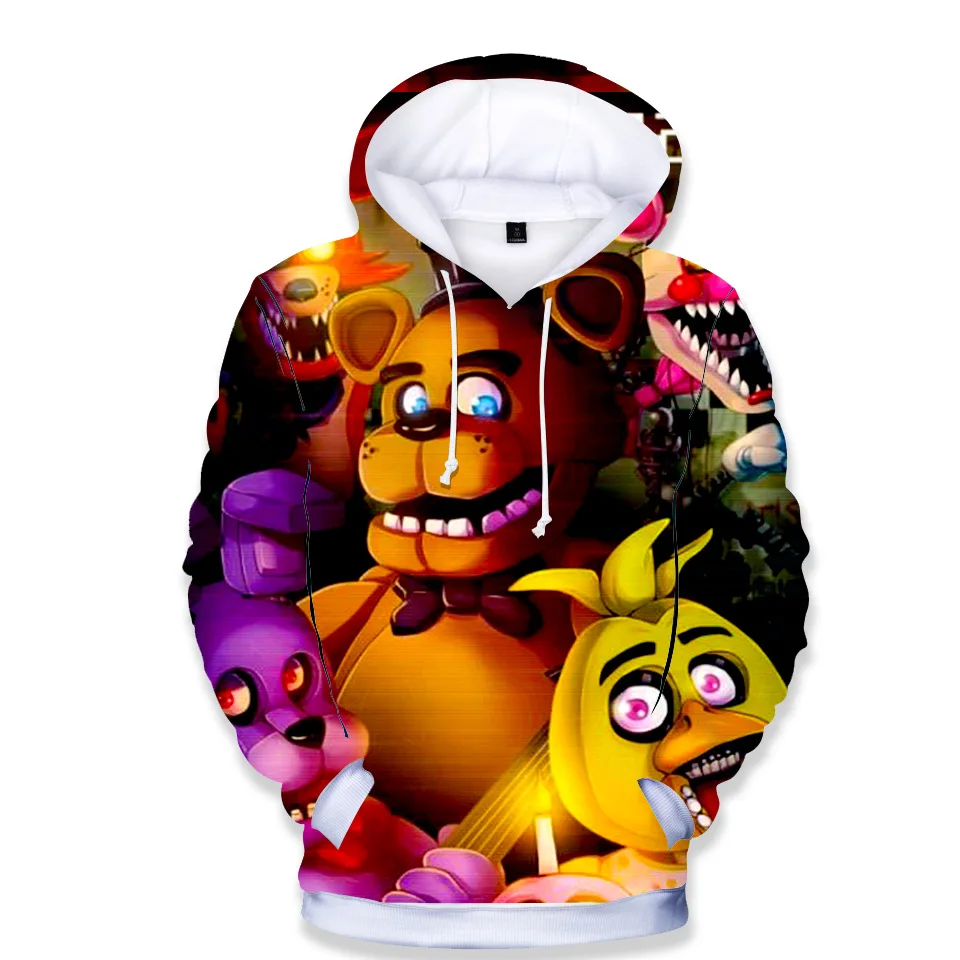Толстовка с капюшоном для мальчиков и девочек с объемным рисунком «пять ночей с Фредди» Детская одежда детские костюмы, футболки с коротким рукавом