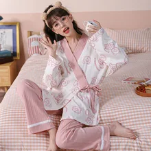 Christmas Pajamas Home Clothes for Women Cardigan for Women Women's Cotton Pajamas Women's Kimono Sleepwear Women Winter Pajamas