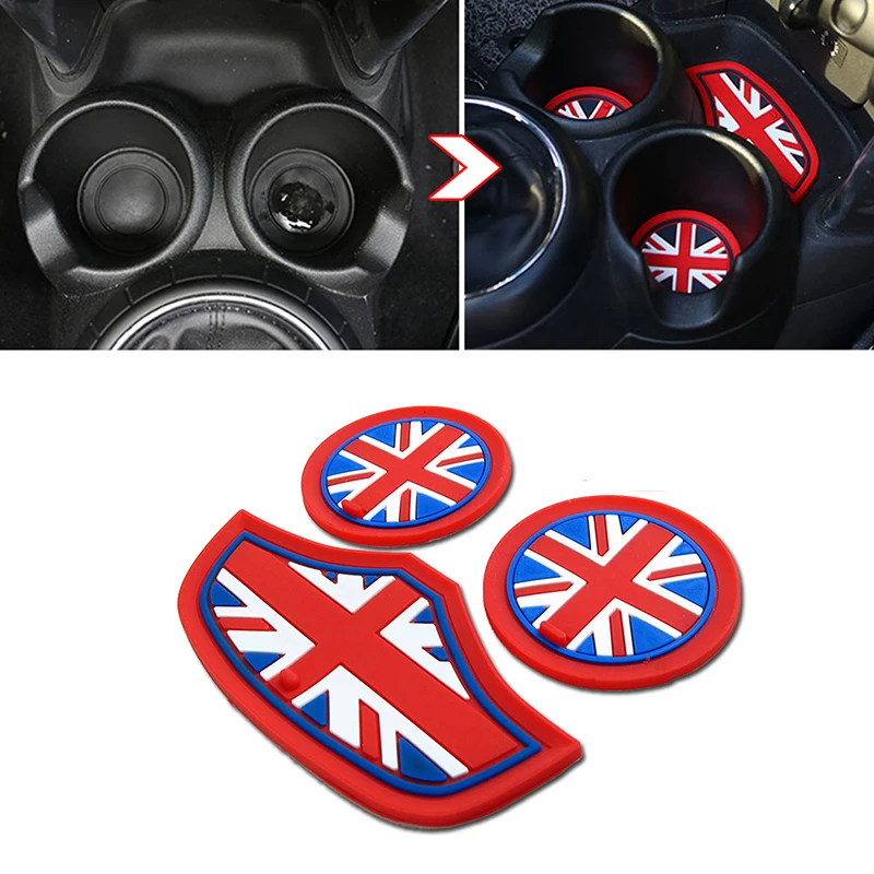 2 Sottobicchieri Per Auto Con Bandiera UK In Silicone – Antiscivolo, Impermeabili, Con Maniglia Rimovibile, Per Mini Cooper R55-R59 E Portabicchieri Anteriori