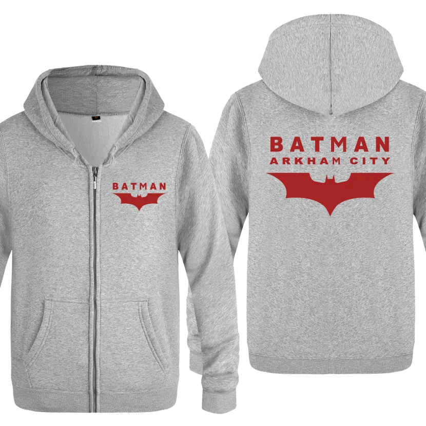 Arkham логотип города Бэтмен толстовки для мужчин мужские флисовые кардиганы на молнии толстовки с капюшоном