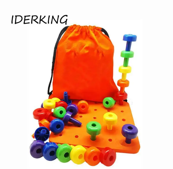

Ider Kindergarten Children'S Educational Assembled Toys Large Particles Plastic Inserted Building Blocks Nail And Nail Plate Edu
