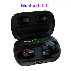 Портативные TWS Bluetooth стерео музыкальные Беспроводные наушники с шумоподавлением, наушник с цифровым дисплеем, зарядная коробка с