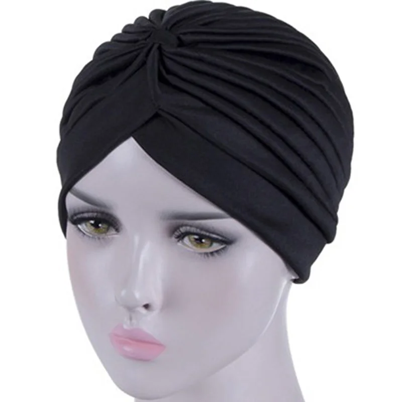 Bandanas Women Stretchy Turban Muslim Hat Headband Warp Female Chemo Hijab Knotted Indian Cap Adult Head Wrap for Women