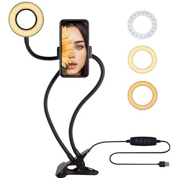 

Selfie Ring Light With Flexible Mobile Phone Holder Lazy Bracket Desk Lamp LED For Youtube Live Stream Office Kitchen Stand