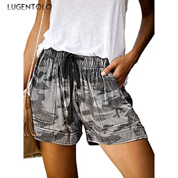 

Lugentolo Plus Size Shorts Women Fashion High Waist Print Summer New Casual Loose Drawstring Terylene Womens Shorts