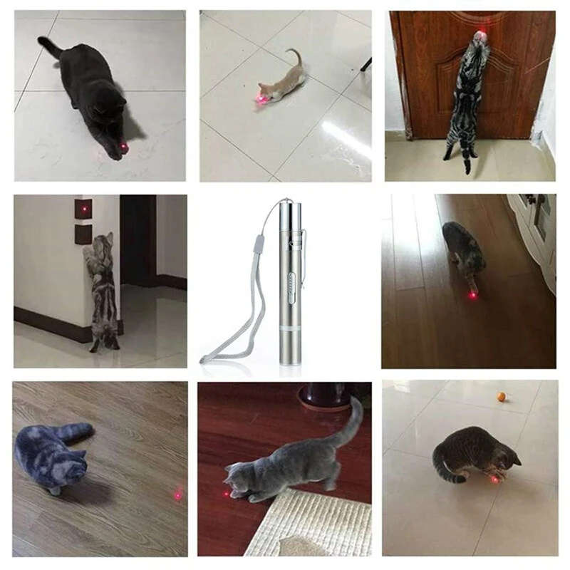Кошка погоня игрушка USB Перезаряжаемый светодиодный светильник развлекательная игрушка для кошки 7 в 1 интерактивная игрушка палочка с красным светильник UV и флэш-светильник USB