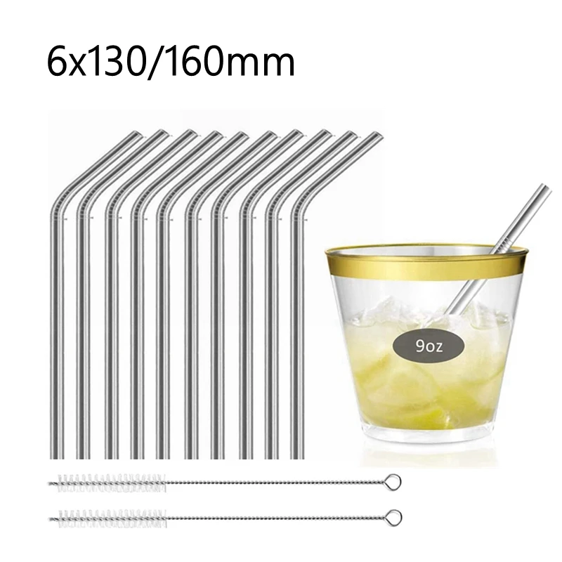 Reusable 304 Stainless Steel Drinking Straws 5 Inch Short For Cocktails Kid Travel 10 Pack metal straw set,metal straws,drinking straws,stainless steel straw