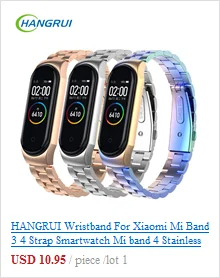 HANGRUI mi Band 4 из нержавеющей стали градиентный цвет металлический стальной ремешок для Xiaomi mi Band 4 браслет сменный ремешок подарок 1p пленка
