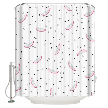 

Shower Curtain Waterproof Polyester Fabric Shower Curtain Contracted Lovely Pitaya White Rose Red