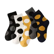5 Pairs Women Novelty Cotton Socks Funny Big Polka Dot Print Harajuku Hosiery