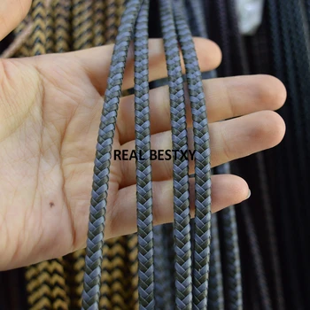 

5m/lot approx: 5.2*4.1mm Hunter Gray Braided Leather Bracelet Findings Flat Jewelry Cord String Rope DIY Necklace Bracelet Make