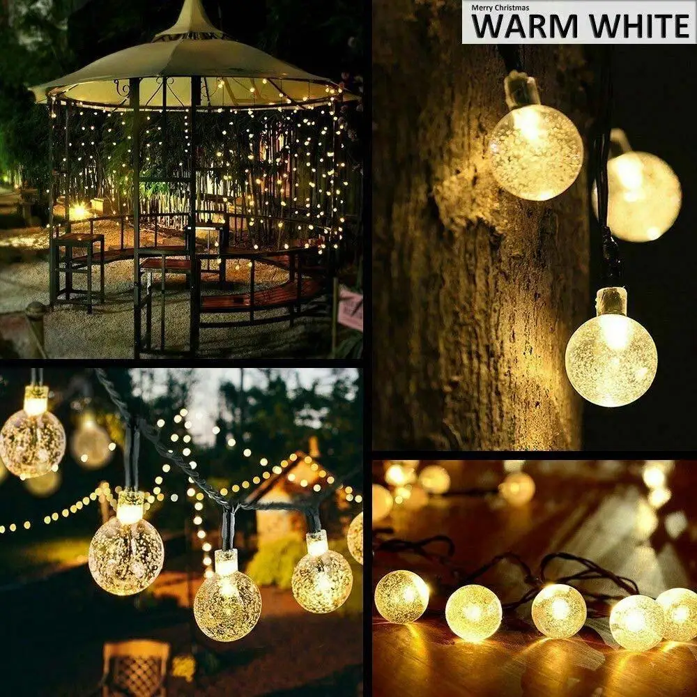 

Crystal Globe Ball New Crystal Ball String Lights Garden Xmas Decor Romantic Flash Bubble Lights Waterproof Christmas Solar