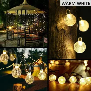 

Crystal Globe Ball New Crystal Ball String Lights Garden Xmas Decor Romantic Flash Bubble Lights Waterproof Christmas Solar