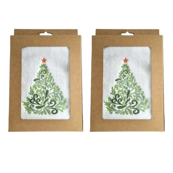 

2pcs Christmas Pattern Water Absorbent Cotton Blend Holiday Soft Home Embroidered Bath Towel New Year Machine Washable Daily