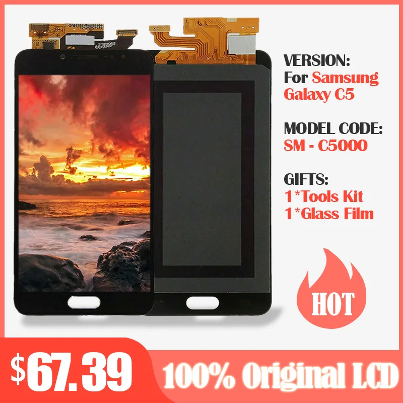 Оригинальный 5 2 ''Супер AMOLED ЖК-дисплей для Samsung Galaxy c5 жк-дисплей C5000 + сенсорный