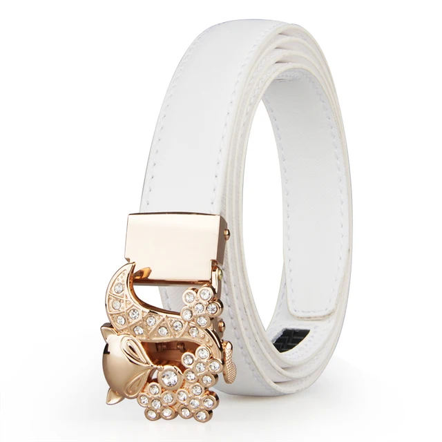 New Fashion Women's Belts Genuine Leather Designer High Quality Belt Women Luxury Straps for Woman White Automatic Buckle Belts WA0302