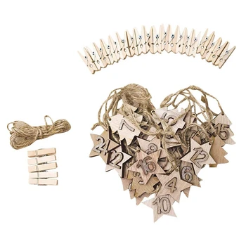 

1Pack Christmas DIY Calendar Pendant Christmas Wooden Decor 1-24 Calendar Hanging Greeting Cards Christmas Decorations