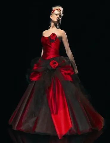 

free shipping 2020 new seller Red and Black Corset Bodice & Ball Gown Tulle Skirt handmade flowers wedding gowns Wedding Dresses