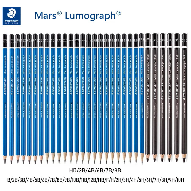 24/30Pcs Germania Staedtler 100 Mars Lumografo Disegno Schizzi Matite Asta Blu/Asta Nera Disegno Disegno Matita Forniture D'Arte