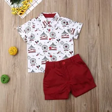 Pudcoco/Одежда для маленьких мальчиков рубашки топы с принтом «Merry-go-round» Короткие штаны комплекты из 2 предметов деловой костюм для джентльмена