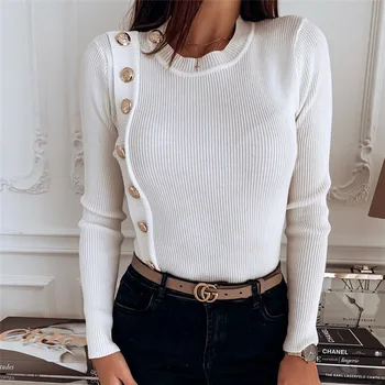 

Fashion Women Tops Wear New Pure Color Long Sleeves Slim Knitwear Female Autumn Long Sleeves Knitting Pullovers Ladies' Jumopers