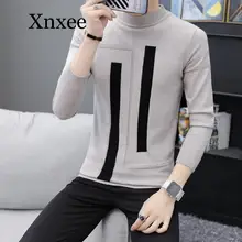 Winter Thick Warm Cashmere Sweater Men Turtleneck Irregular Stripe Sweaters Slim Fit Pullover Men Classic Wool Knitwear Pull
