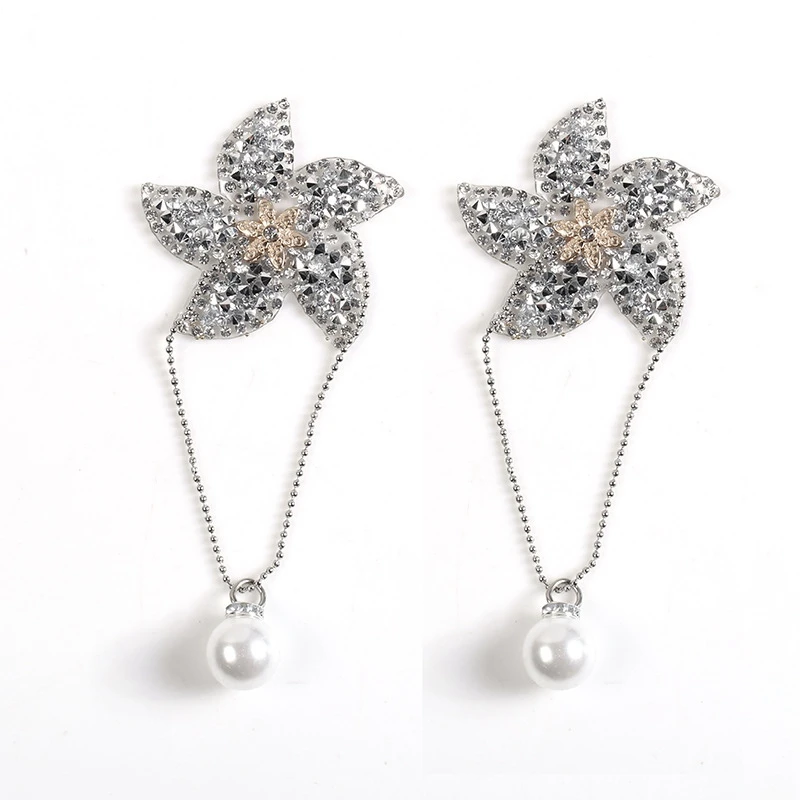 Pearl Rhinestone Flower Patches Hot Fix Diamond Appliques Clothes Sewing Patch DIY Badge Accessories Iron On | Дом и сад