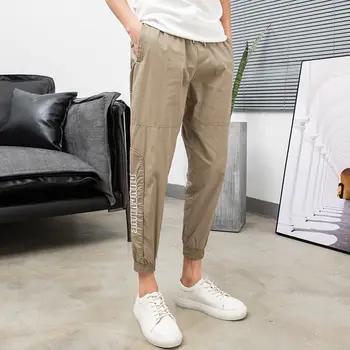 

2020 Spring And Summer New Youth Popular Men's Slim Letter Printing Small Straight Pants Fashion Casual Wild Beam Pants