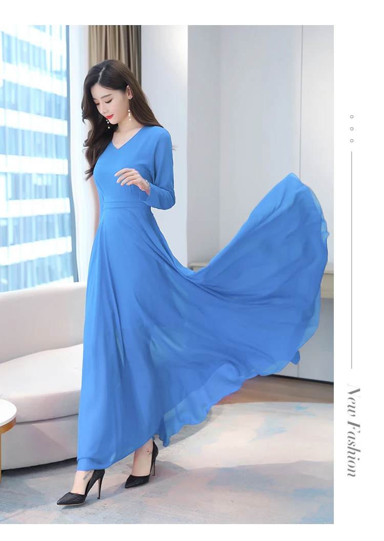 Autumn Winter Vintage Chiffon Boho Midi Dress 2020 4XL Plus Size Sexy Casual Maxi Dresses Women Party Long Sleeve Black Vestidos