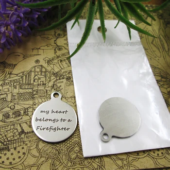 

10pcs--"My Heart Belongs To A Firefighter"stainless steel charms 5 styles for choosing DIY Charms for necklace bracelets