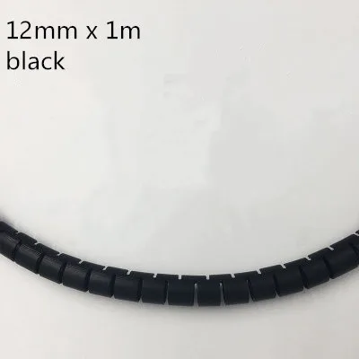 12mm black High quality PE spiral wrapping cable organizer braided sleeving cables cord protector shrinkable tube for appliances 1M - Цвет: 12mm black