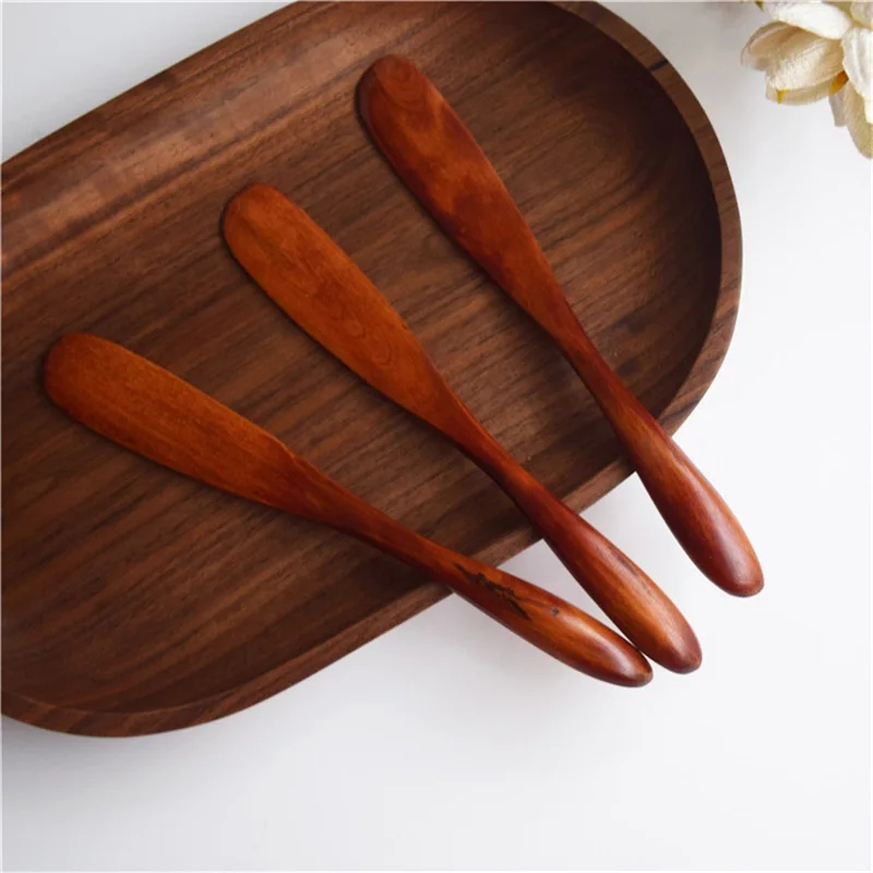 

Wooden simple atmosphere thickened curved handle jam knife cake knife