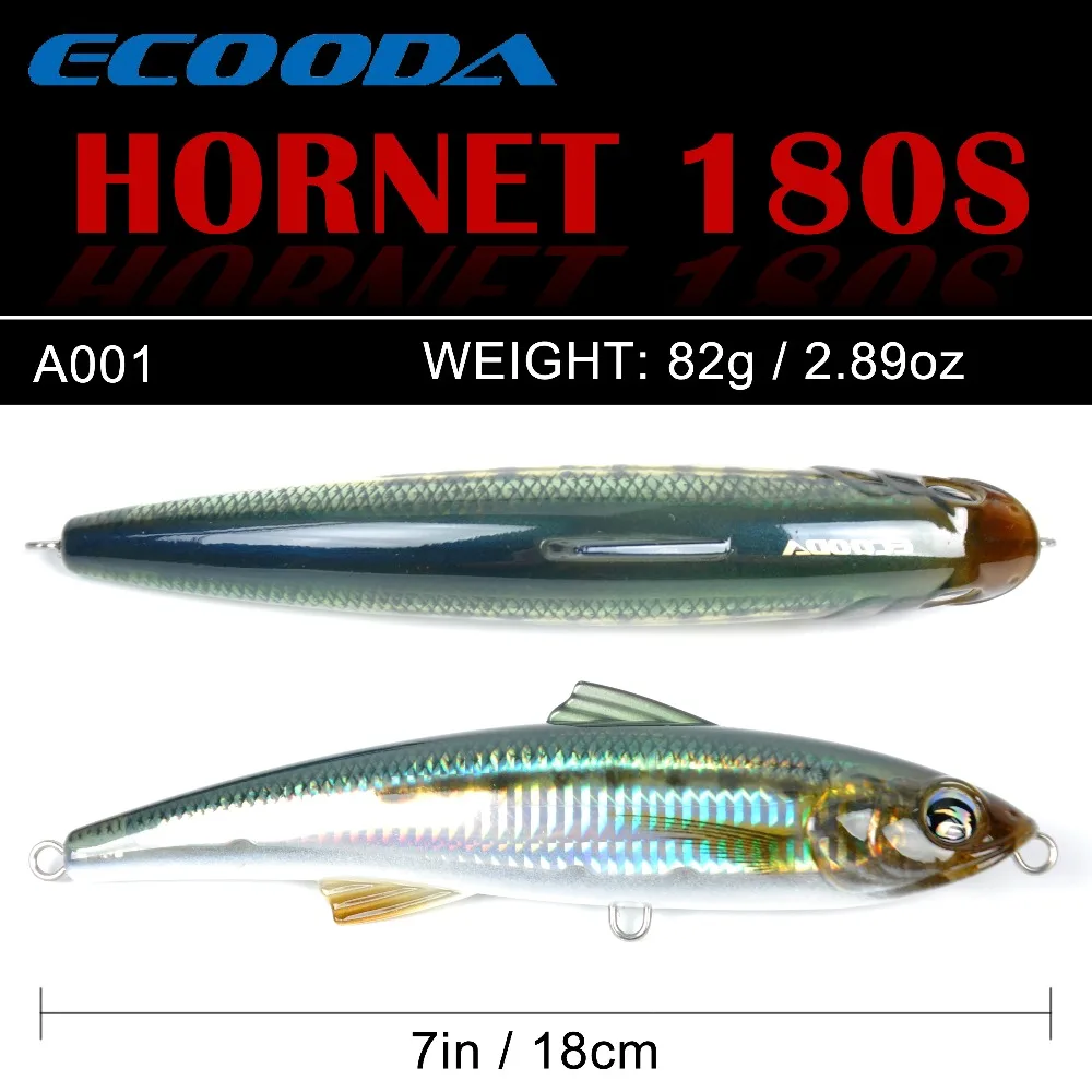 Ecooda Hornet, 6 шт./лот, 180 мм, 82 г, Поппер для рыбалки, приманка для соленой воды, Троллинг, большой карандаш, приманка, твердая приманка, плавающая