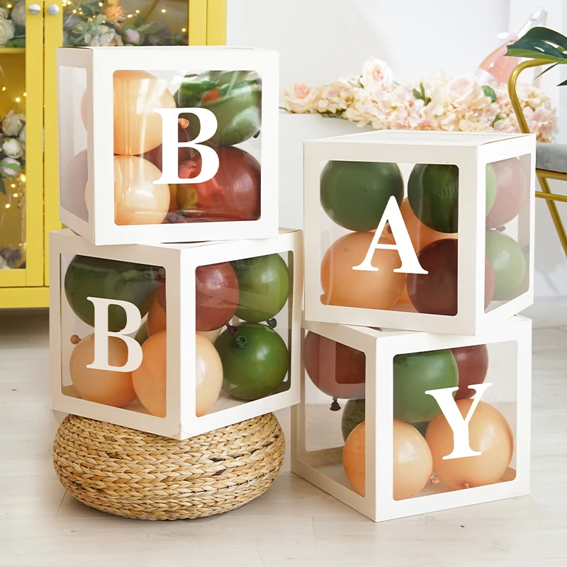 A-Z 26 Letter Balloon Box BABY LOVE DIY Transparent Name Box For Baby Shower Wild One Birthday Party Decor Balloon Wedding Gifts