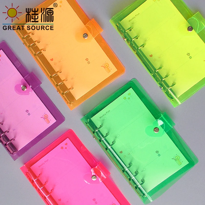 

Candy Color Journal Cover 6 Rings Transparent Ring Binder Folder A5/A6/A7 Loose Leaf Notebook Cover Journal Cute Girl Diary