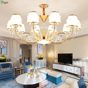 

Modern Gold Metal Led Chandeliers Lighting Living Room Crystal Led Pendant Chandelier Lights Dining Room Hanging Lamp Fixtures