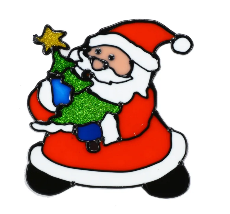 Santa 2 Новогодняя силиконовая стеклянная наклейка Navidad, большие оконные стеклянные двери, Рождественские декоративные наклейки, инструменты для декора рождественской атмосферы - Цвет: Santa 2