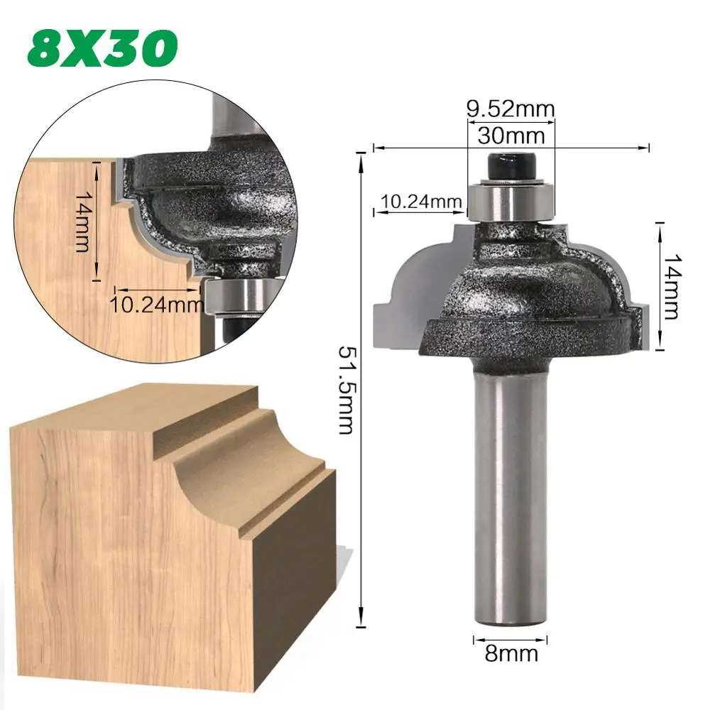 1 шт. 8 мм хвостовик древесины маршрутизатор бит прямой Концевая фреза триммер очистка заподлицо отделка угловая круглая бухта коробка биты инструменты фреза - Длина режущей кромки: 8X30