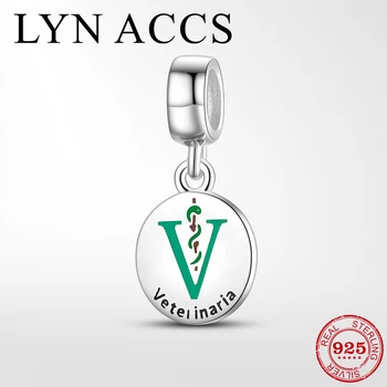 

Veterinaria Occupation symbol 925 Sterling Silver Beaded Pendant fits Original LYNACCS Charm Bracelets Bangles DIY Jewelry