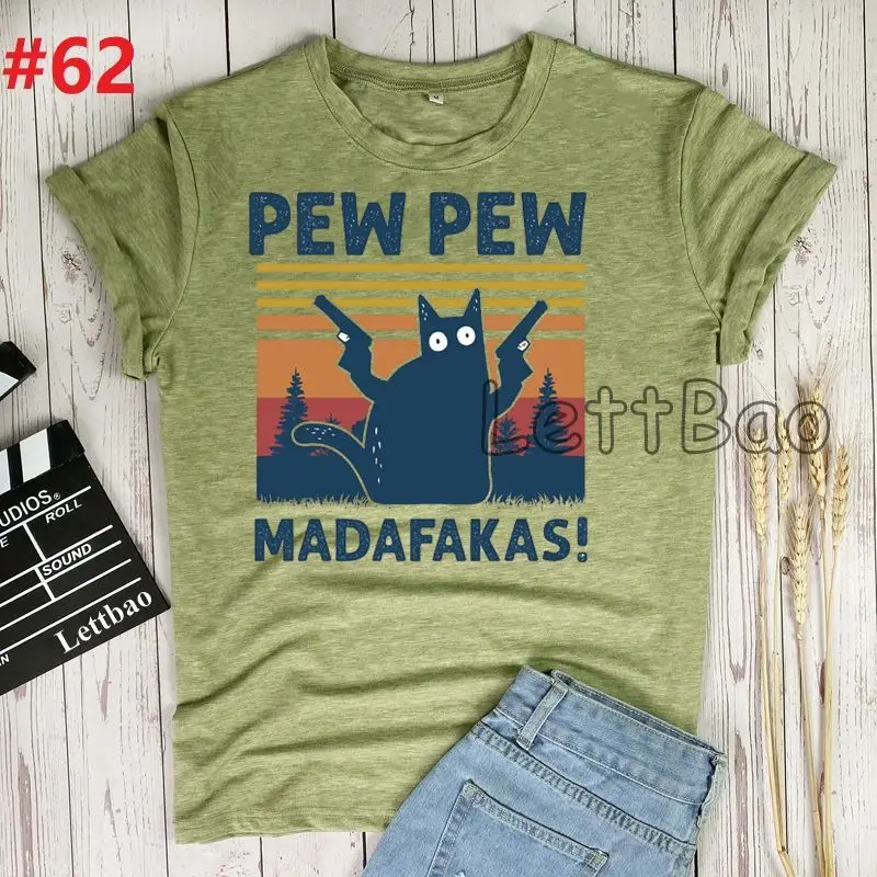 Tasa de descuento Camiseta de Pew Madafakas para mujer, ropa de calle, Camiseta de algodón para mujer, camisetas Vintage para mujer, ropa Harajuk kjQlMRQy3xW