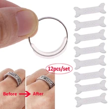 12 pçs silicone anel invisível tamanho ajustador para o seu anel apertar redutor anel sizer espaçador anéis guarda